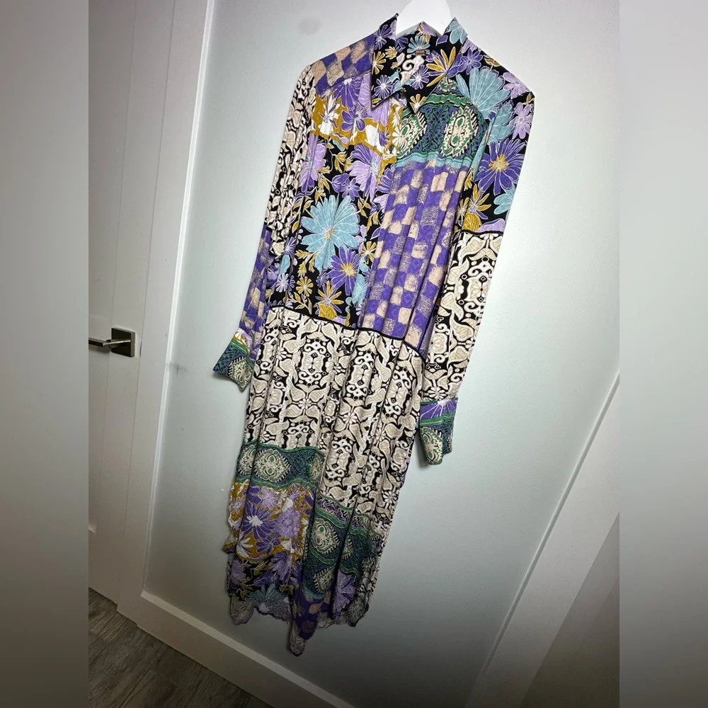 Free People Jackie Boho Maxi Shirt Dress Size Medium - Picture 11 of 15